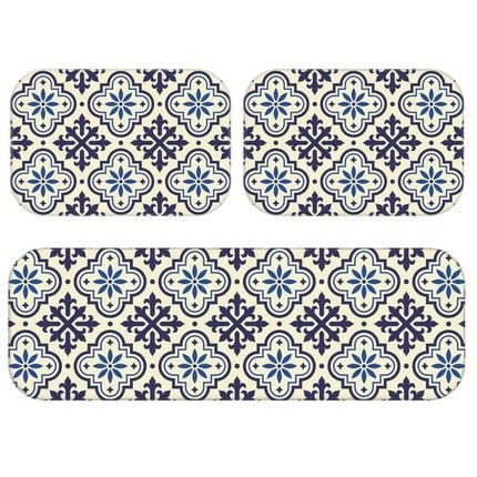 Menor preço em Kit Love Decor Tapete de Cozinha Wevans Premium Ladrilho Azul