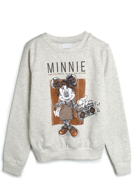 Blusa de Moletom Disney Infantil Minnie Cinza - Marca Disney