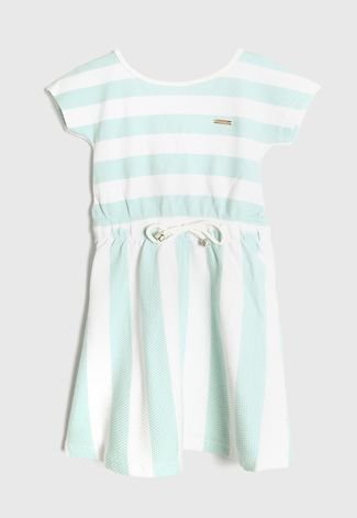 Vestido Colorittá Infantil Listrado Verde/Off-White