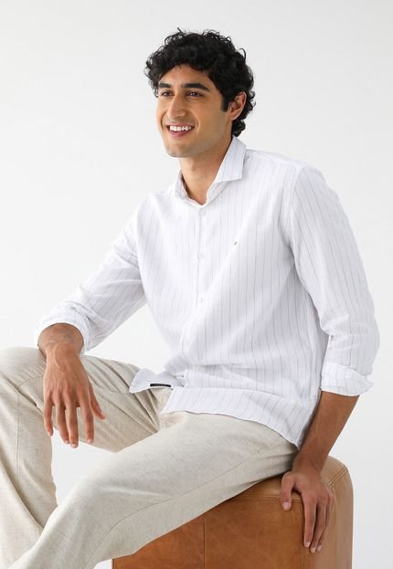 Camisa Aramis Reta Oxford Listras Branca - Marca Aramis