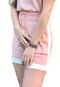 Short De Tricô Pink Tricot Modal Comfy Moletinho Listrado Com Bolso Feminino - Marca Pink Tricot