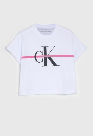 Camiseta Calvin Klein Kids Logo Branca