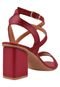 Sandália Salto Grosso Rosa Chic Calçados Salto Baixo 5 cm Bloco Vermelho - Marca ART C