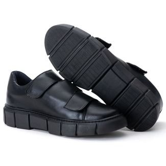 Sapato Iate Loafer Premium de Luxo Tratorado Couro All Black Preto