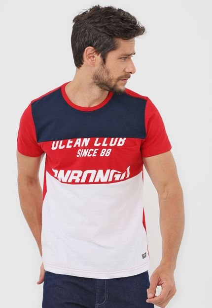 Camiseta Onbongo Lettering Vermelha/Azul-Marinho - Marca Onbongo