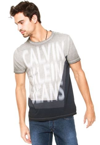 Camiseta Calvin Klein Jeans Estampada Cinza