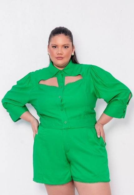 Conjunto Plus Size Detalhe Renda  Verde - Marca Ana Maya Curves