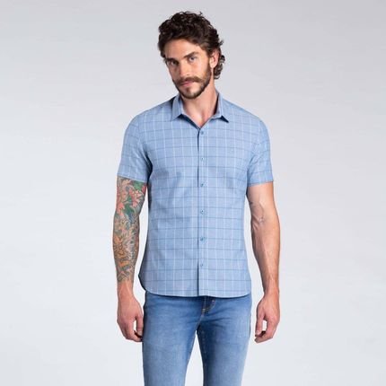 Camisa Manga Curta Docthos Slim Xadrez Exclusivo Camisa Manga Curta Docthos Slim Xadrez Exclusivo 012 AZUL M - Marca Docthos