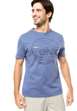Camiseta Calvin Klein Jeans Logo Gel Azul