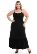 Vestido  Plus Size Longo Alcinha Três Marias Preto Juquitiba Brasil - Marca Juquitiba Brasil