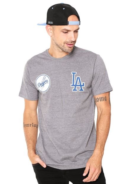 Camiseta New Era Logo Los Angeles Dodger Cinza - Marca New Era