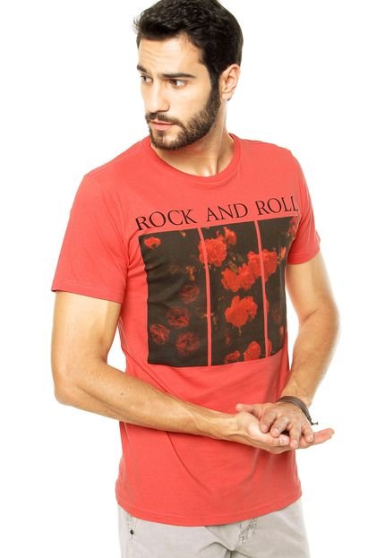 Camiseta FiveBlu Rock And Roll Coral - Marca FiveBlu