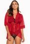 Robe de Tule Hobby Roupão Feminino Noiva Renda  Luxo Hobe 243 Vermelho - Marca BRAVAA STORE