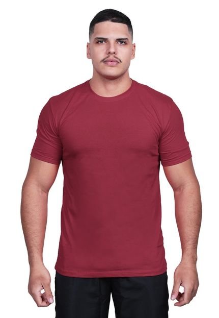 Camiseta Básica Masculina Slim Algodão Techmalhas Bordô - Marca TECHMALHAS