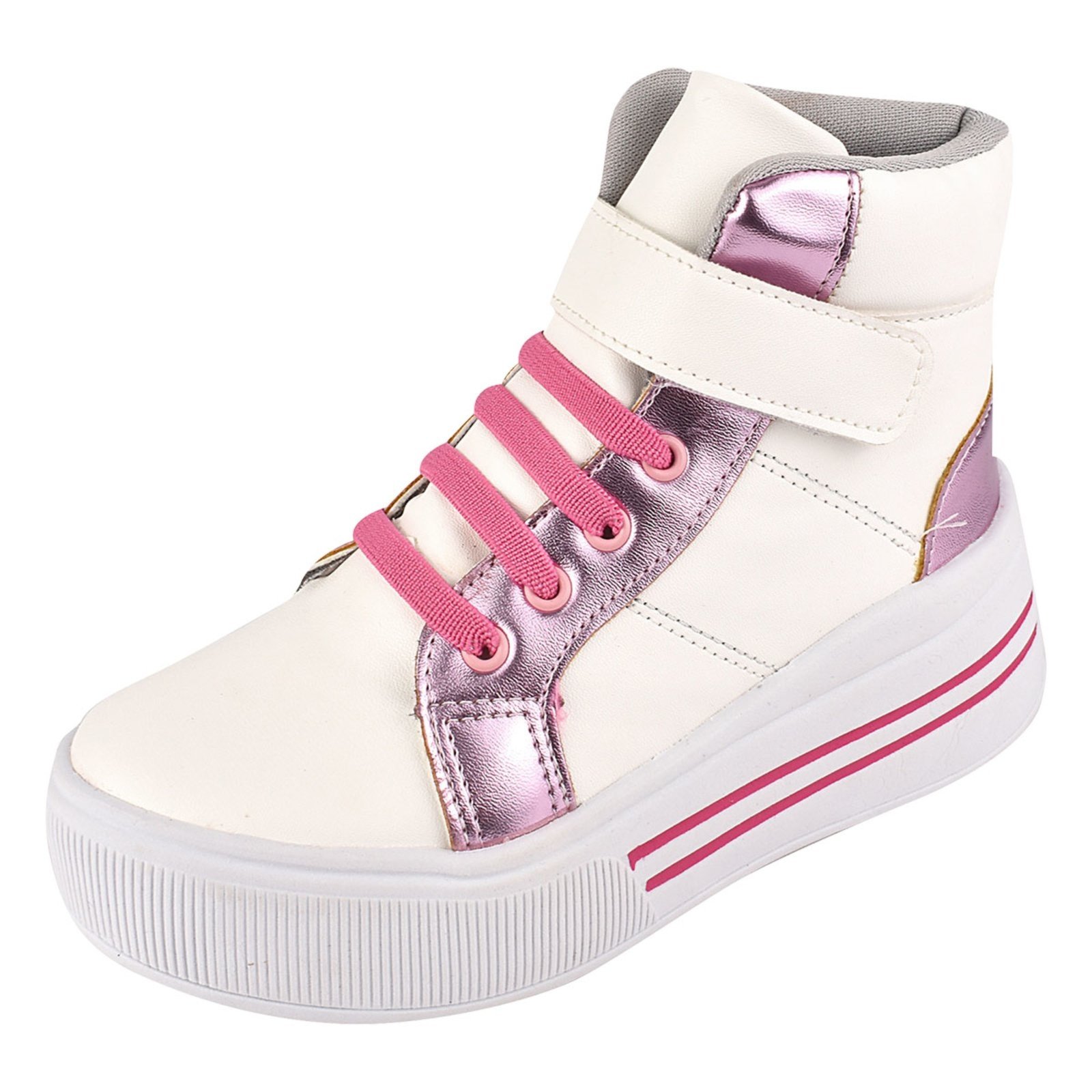 Tênis Cano Alto Menina Bota La Kids Branco/Rosa - Marca LA KIDS