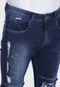 Calça Jeans HNO Jeans Skinny Rasgada No Joelho Azul - Marca HNO Jeans