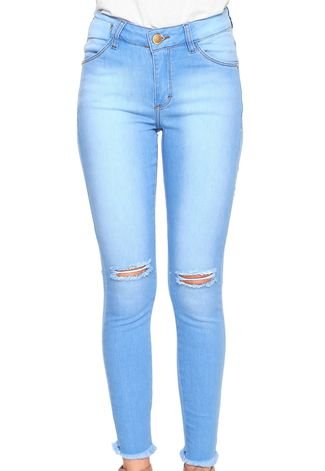 Calça Jeans Uber Jeans Skinny Delavê Azul