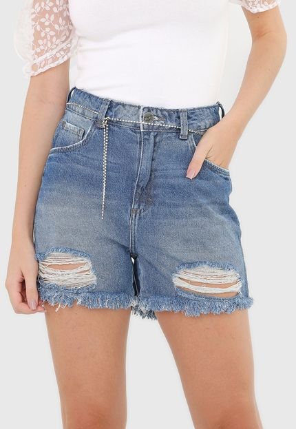 Short Jeans Enfim Strass Azul - Marca Enfim