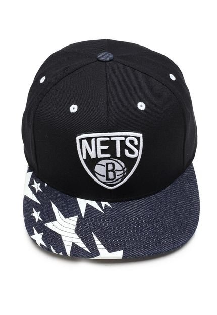 Boné Mitchell & Ness Stars Brooklyn Nets Preto - Marca Mitchell & Ness