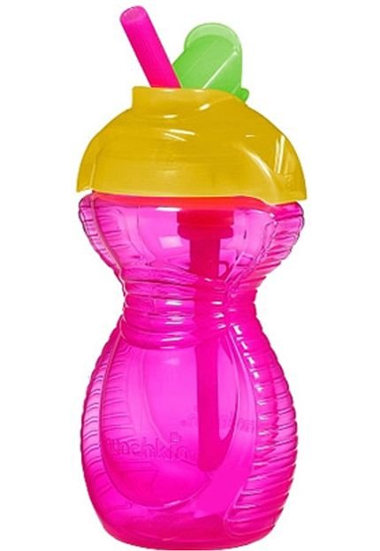 Copo com Canudo Click Lock Rosa e Amarelo Munchkin - Marca Munchkin