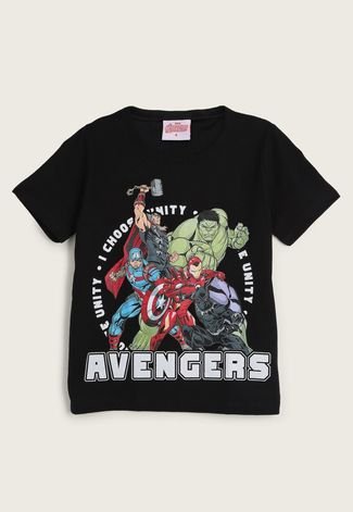 Camiseta Infantil Fakini Avengers Preta