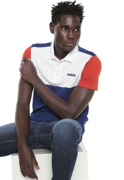 Camisa Polo Iódice Reta Logo Branca/Azul-marinho - Marca IÓDICE