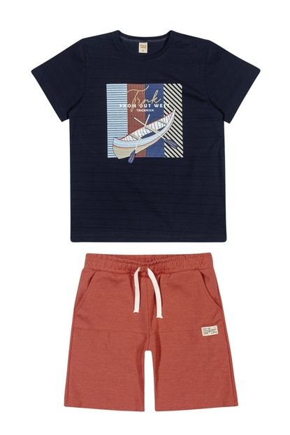 Conjunto Infantil Trick Nick Bermuda e Camiseta West  Marinho - Marca Nick