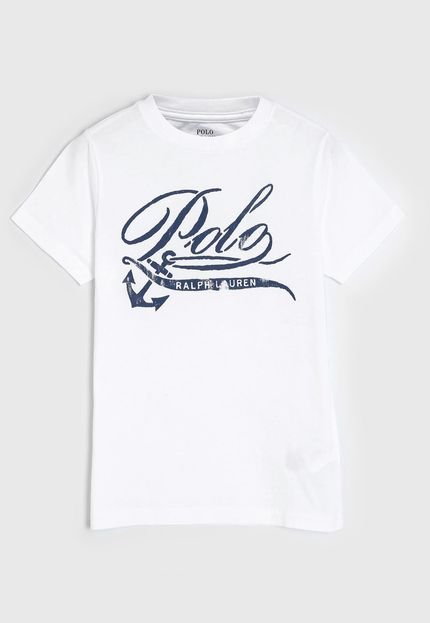 Camiseta Polo Ralph Lauren Infantil Lettering Branca - Marca Polo Ralph Lauren
