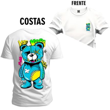 Camiseta Plus Size Unissex Algodão Estampada Kof Kopa Frente Costas - Branco - Marca Nexstar