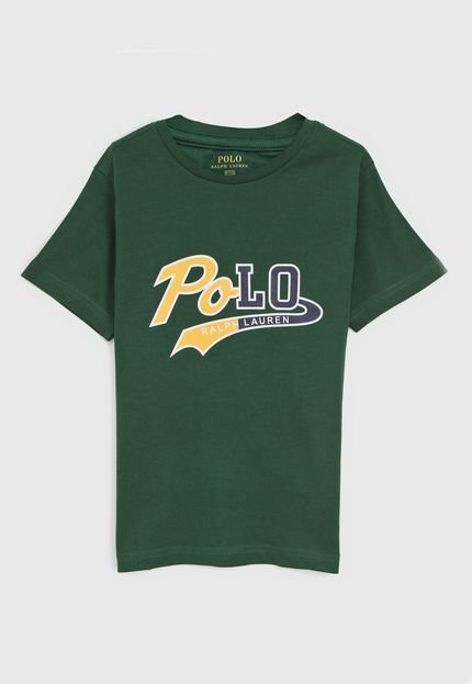 Camiseta Polo Ralph Lauren Infantil Lettering Verde - Marca Polo Ralph Lauren