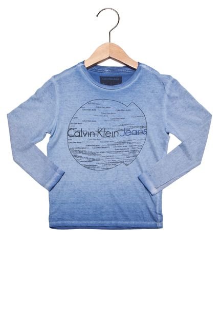 Camiseta Manga Longa Calvin Klein Kids Basic  Infantil Azul - Marca Calvin Klein Kids