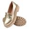 Sapato Feminino Mocassim Tratorado Donatella Shoes Bico Redondo Confort Ouro Light - Marca Donatella Shoes