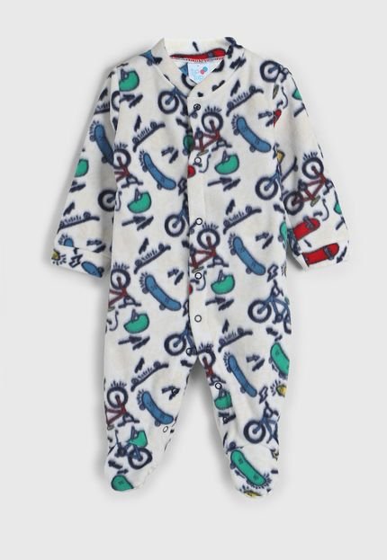 Pijama Bebê Tip Top Longo Bike Branco - Marca Tip Top