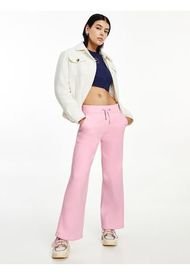 Joggers Essential De Pernera Ancha Con Parche Mujer Rosa Tommy Jeans