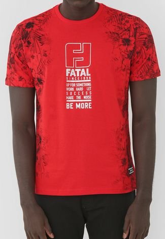 Camiseta Fatal Lettering Metalizado Vermelha