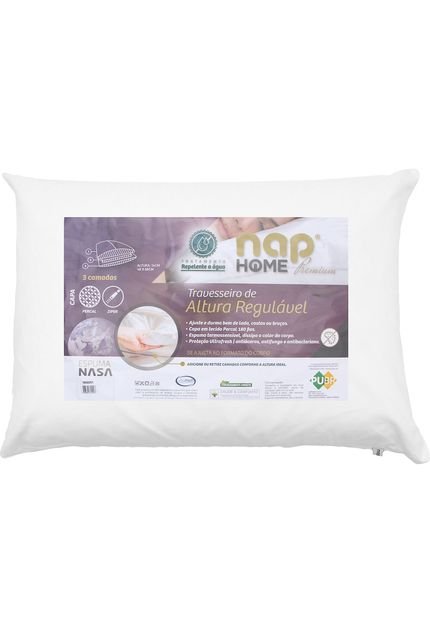 Travesseiro NAP Regulagem Altura Premium Branco - Marca NAP