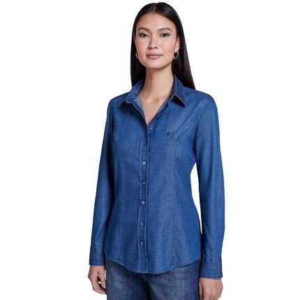 Camisa Jeans Dudalina Slim In24 Azul Escuro Feminino - Marca Dudalina