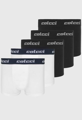 Kit 5pçs Cueca Colcci Boxer Logo Branca/Preta