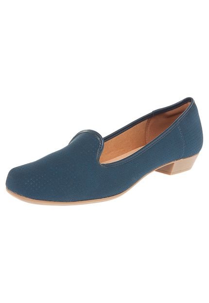 Mocassim AZALEIA Perfuro Nobuck Azul-Marinho - Marca AZALEIA