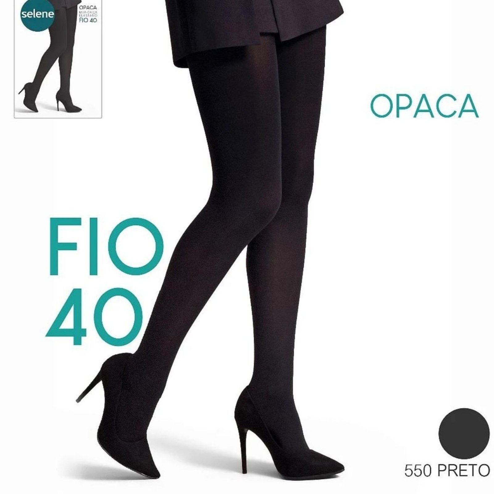 Meia Calça Adulto Feminina Opaca Fio 40 Selene 9650  Preto - Marca Selene