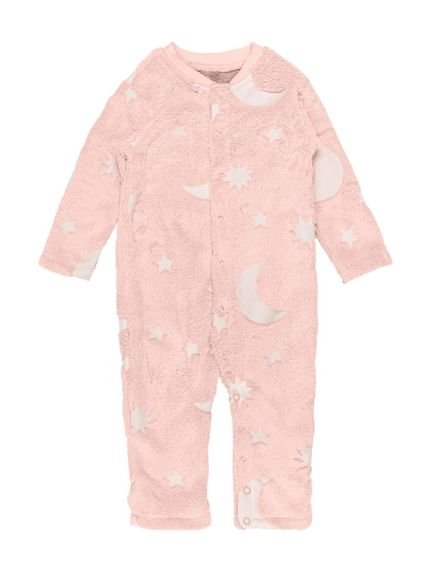 Macacão Pijama Bebê Menina Kyly Rosa Brilha no Escuro - Marca Kyly