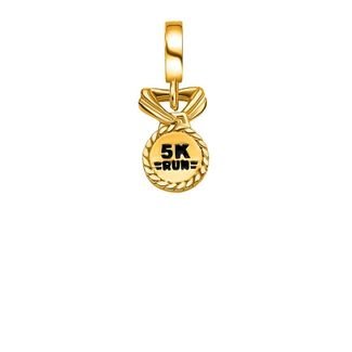 Pingente Life Medalha 5k Run Prata com Banho Ouro Amarelo