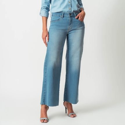 Calça Jeans Confort Wide Tornozelo Delavê - Marca Bloom