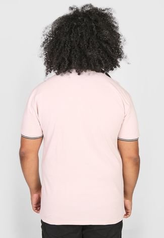 Camisa Polo Colcci Reta Frisos Rosa/Preta
