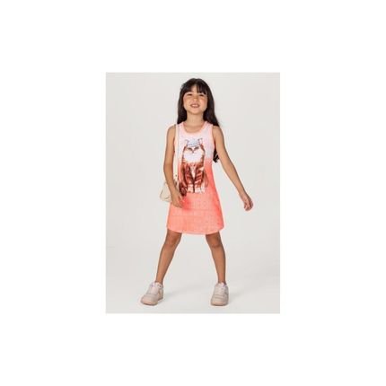 Vestido Infantil Menina Em Cotton De Gatinho Rosa Brandili Incolor - Marca Brandili