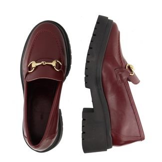 Mocassim Tratorado Feminino Couro Vermelho Cereja Tellini Store