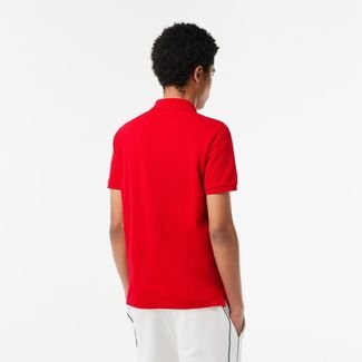 Camisa Polo masculina Slim Fit em petit piquet Vermelho