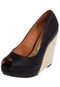 Peep Toe Vizzano Anabela Alta Corda Preto - Marca Vizzano