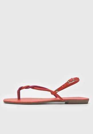 Rasteira Dafiti Shoes Tira Dupla Coral - Compre Agora