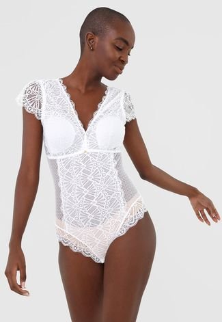 Corselet Espartilho Branco Manga Curta Renda - Compre Agora